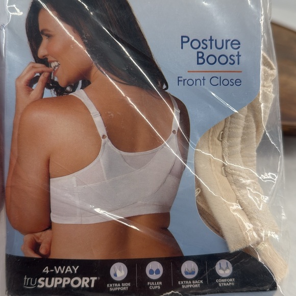 Playtex Bra Wm 36B Light Beige E525 18 Hour Posture Boost Front Close Wireless - Picture 5 of 6